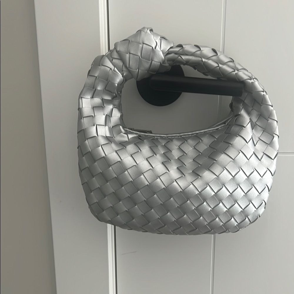 Silver Woven/ Braided Hobo Bag